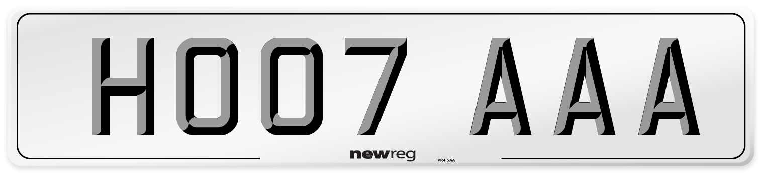HO07 AAA Number Plate from New Reg